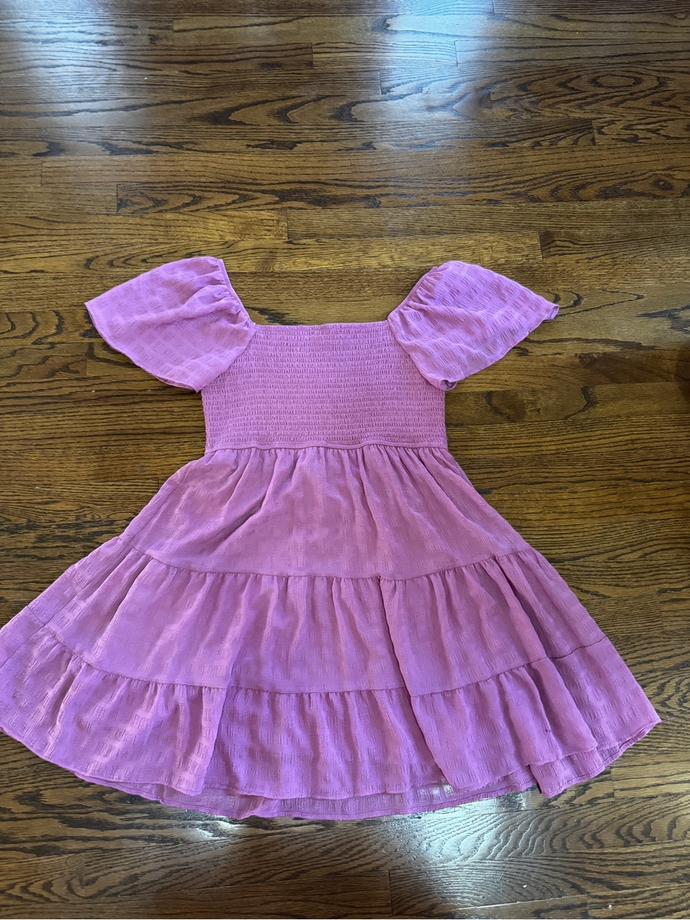 Girls' Pink Tiered Puff-Sleeve Dress size Large - Picture 5 of 9